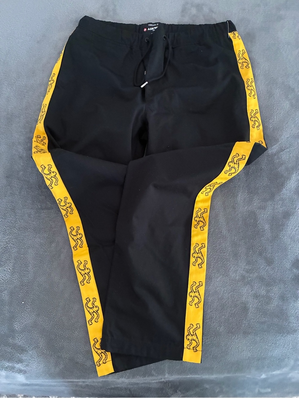 Men Black Jogger Pants with Yellow Side Stripe